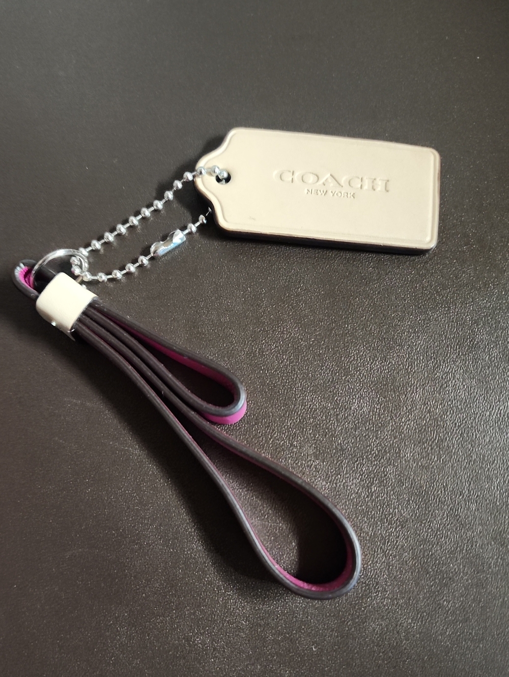 Coach Two-Tone Leather Tassel Charm  w/ Hang Tag Like New